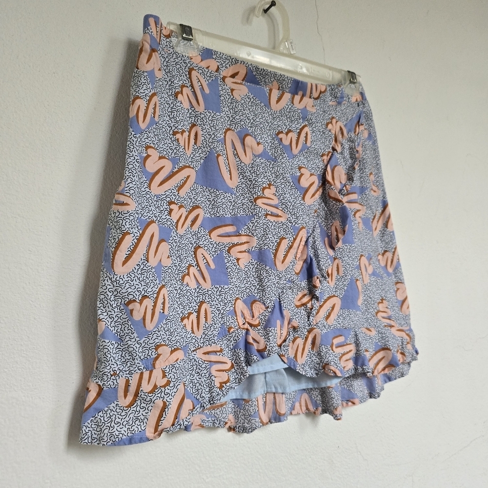 Retro 80s 90s Multi Memphis Style Ruffle Skirt Size Small Compañía Fantástica - Picture 6 of 11